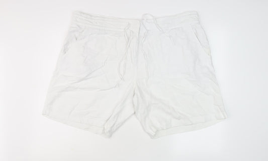 Next Women's White Linen Blend Shorts, Size 22, Summer Casual