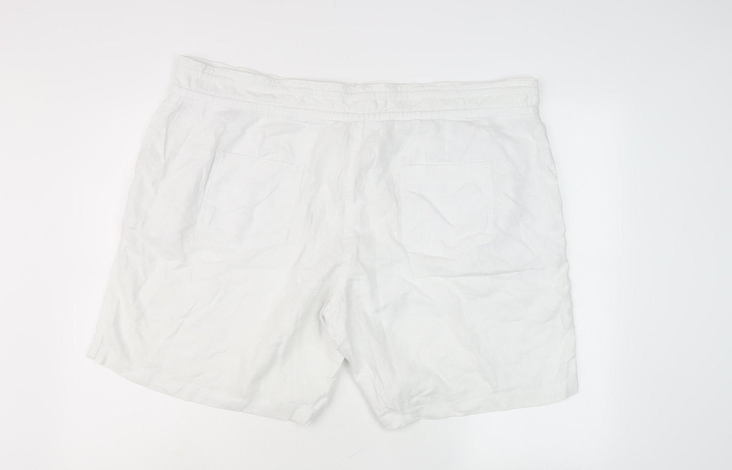 Next Women's White Linen Blend Shorts, Size 22, Summer Casual