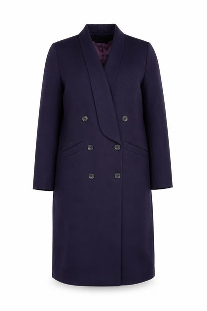 Solo Women's Blue Long Overcoat, Size 10, Vintage Elegance