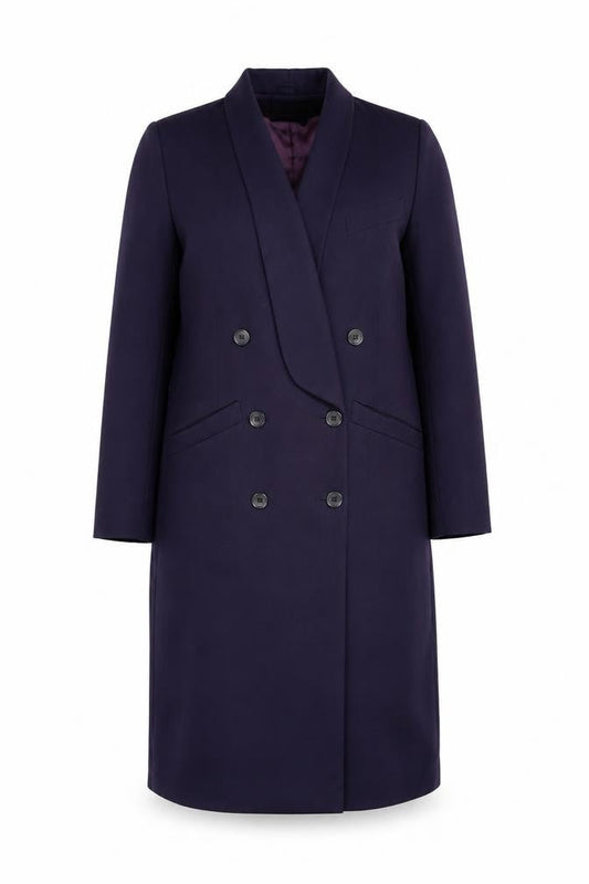 Solo Women's Blue Long Overcoat, Size 10, Vintage Elegance