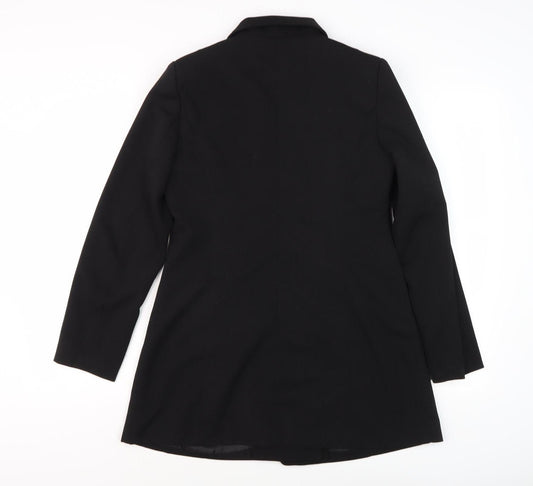 QED London Women's Black Mid-Length Coat UK 8