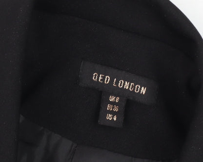 Womens UK Size 8 QED London Black Double-Breasted
