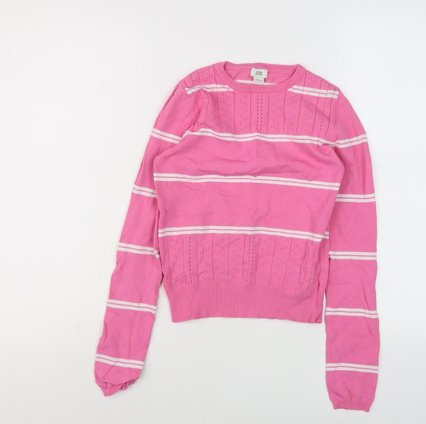 River Island Girls Pink Striped Pullover Jumper 11-12 Years
