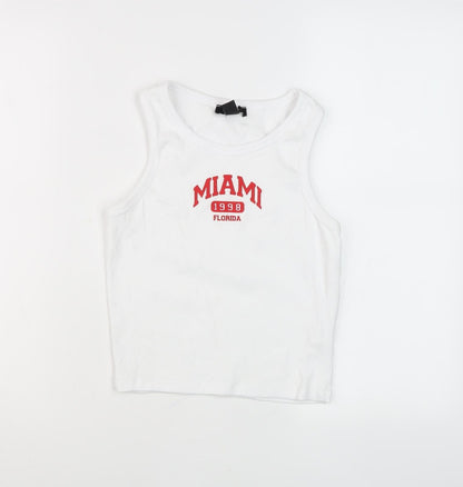 New Look Girls White Graphic Print Tank Top Age 14-15