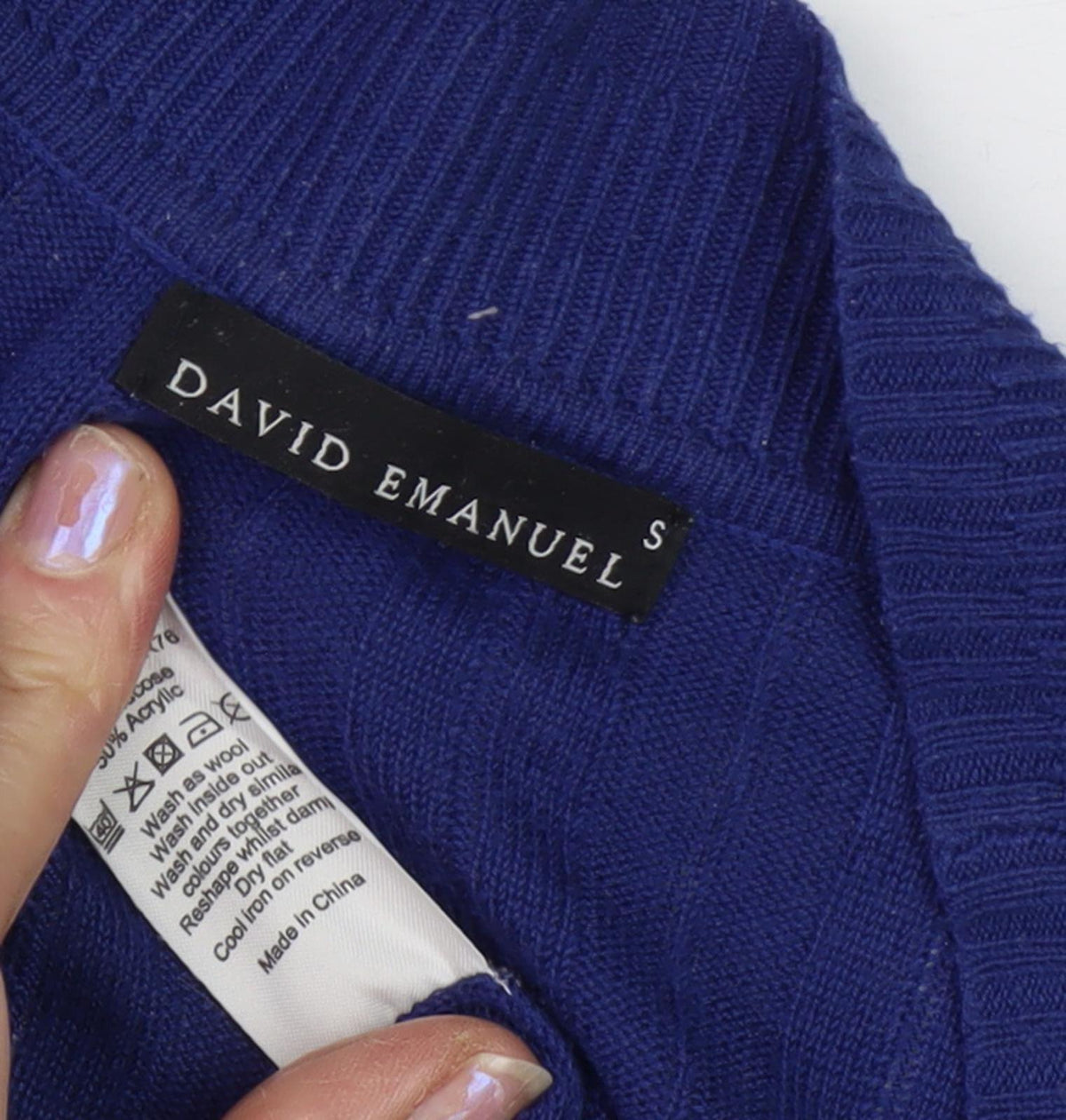 Womens UK Size S David Emanuel Blue Cardigan Jumper