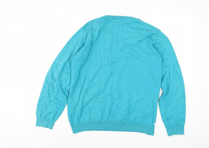 The Golf Co Women's Blue Striped Pullover Jumper - L