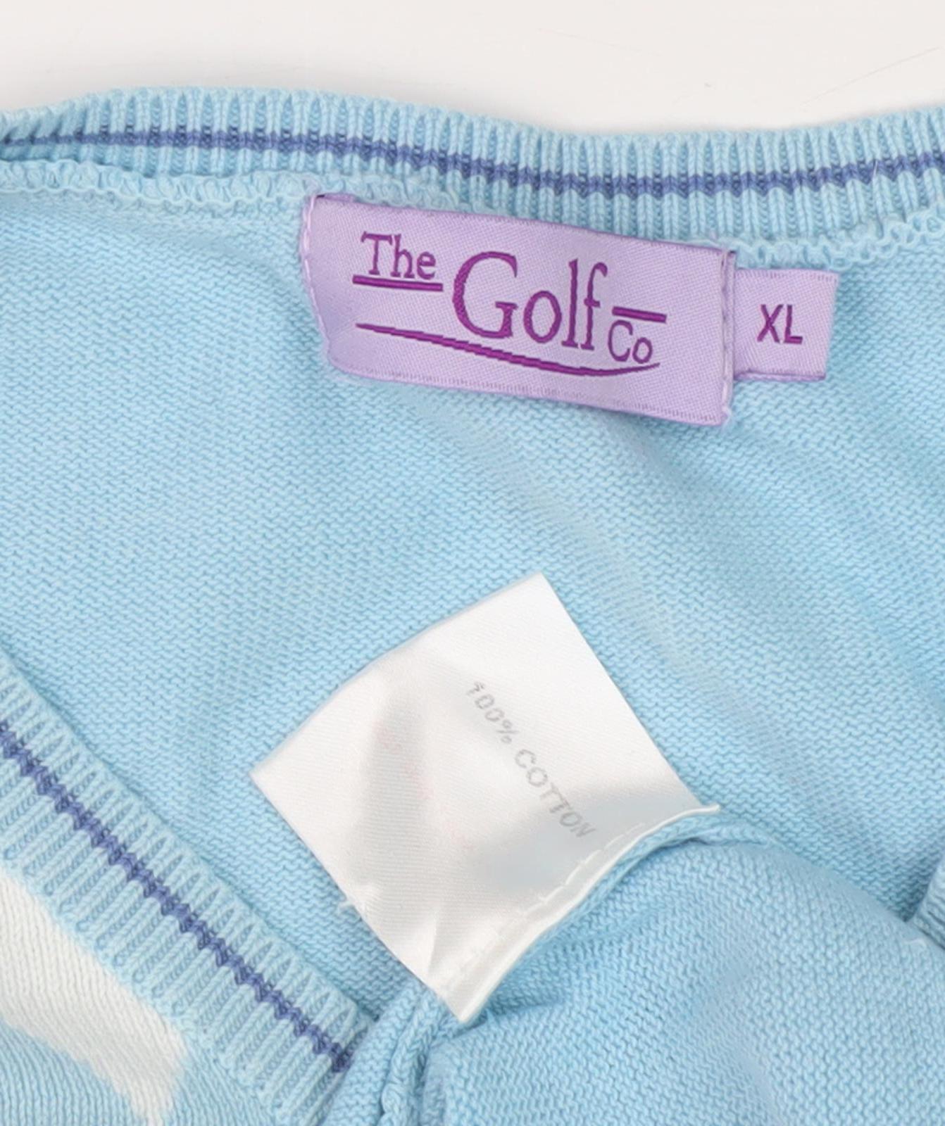 The Golf Co Men's Blue Argyle V-Neck Jumper XL