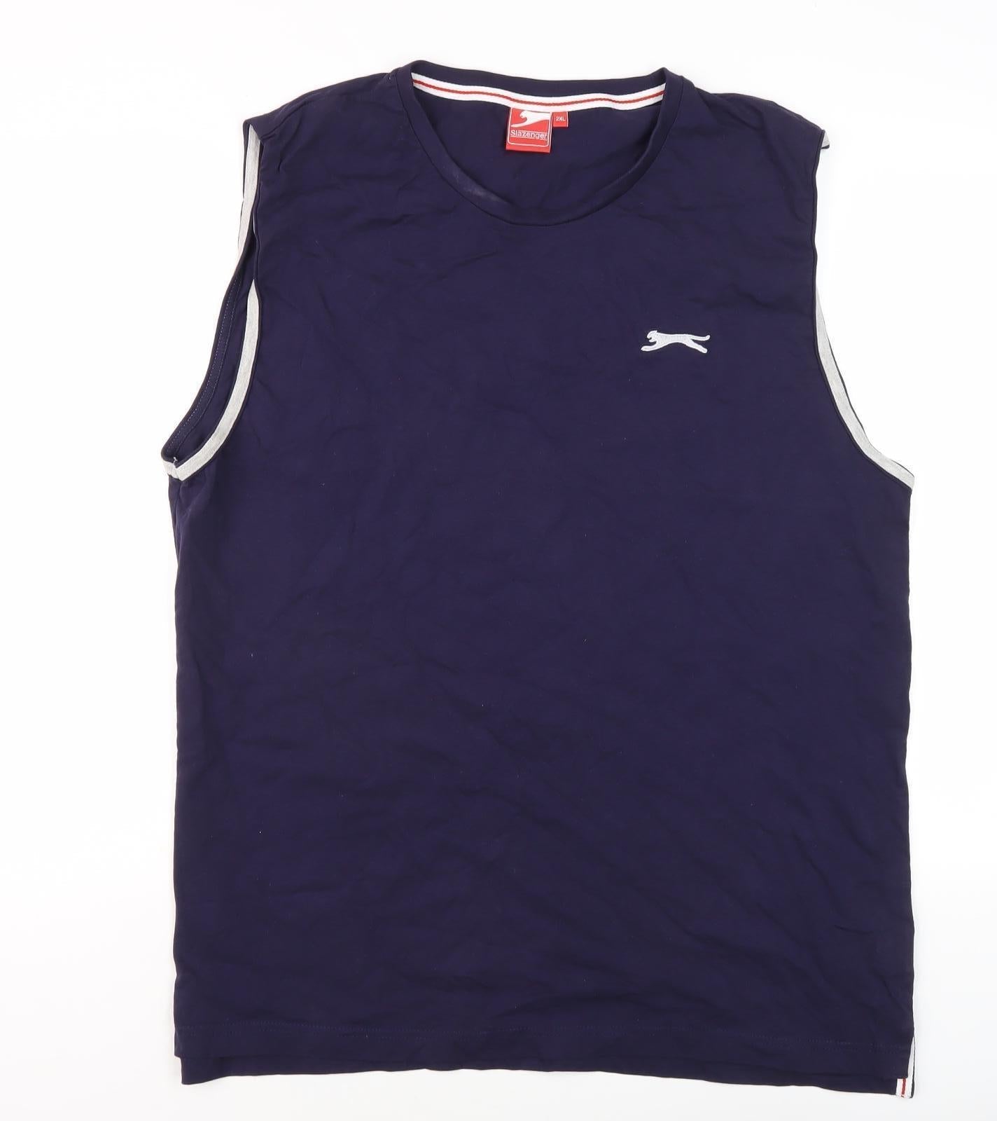 Slazenger Men's Blue Tank Top - 2XL, Gym & Training, Breathable