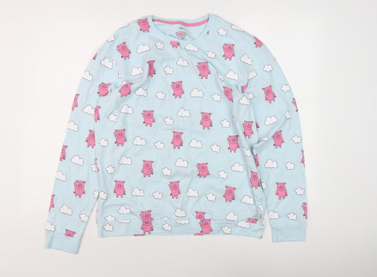 Front view of Marks & Spencer Percy Pig Teens Blue Pyjama Top 14-16