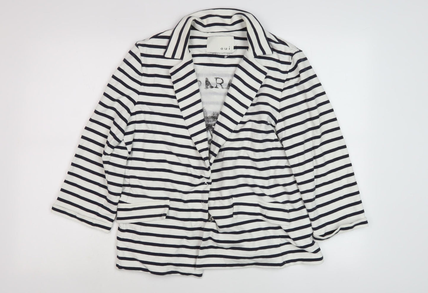 Oui Women's Striped Blazer, Size 12, Multicoloured