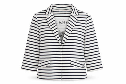 Front view of Oui Women's Striped Blazer, size 12, Multicoloured