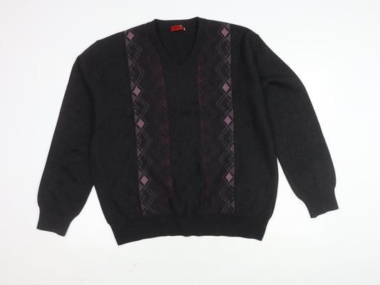 Gabicci Men's Black XL Wool Acrylic Geometric Pullover