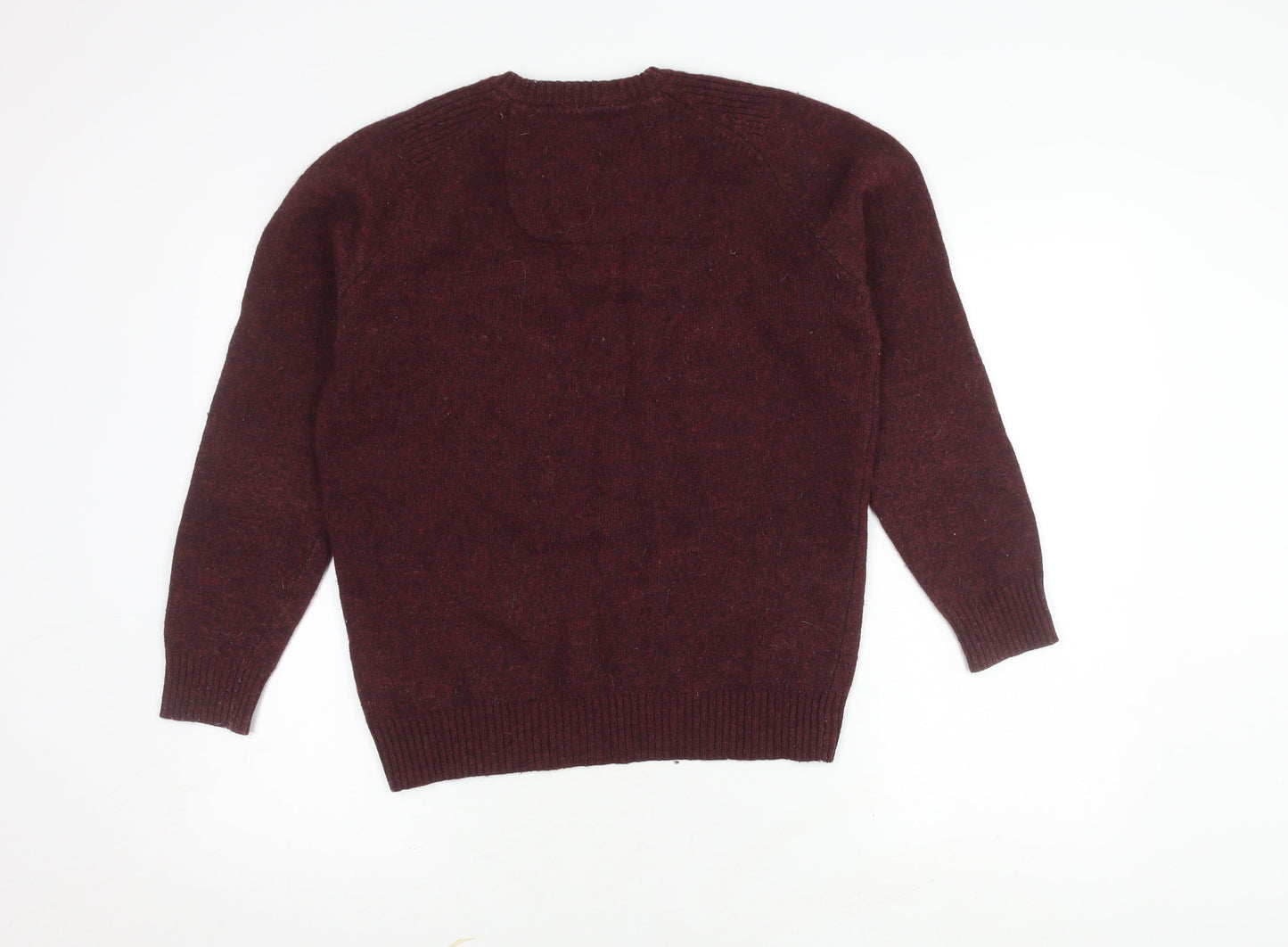 John Partridge Men's Red Wool V-Neck Pullover Jumper, L