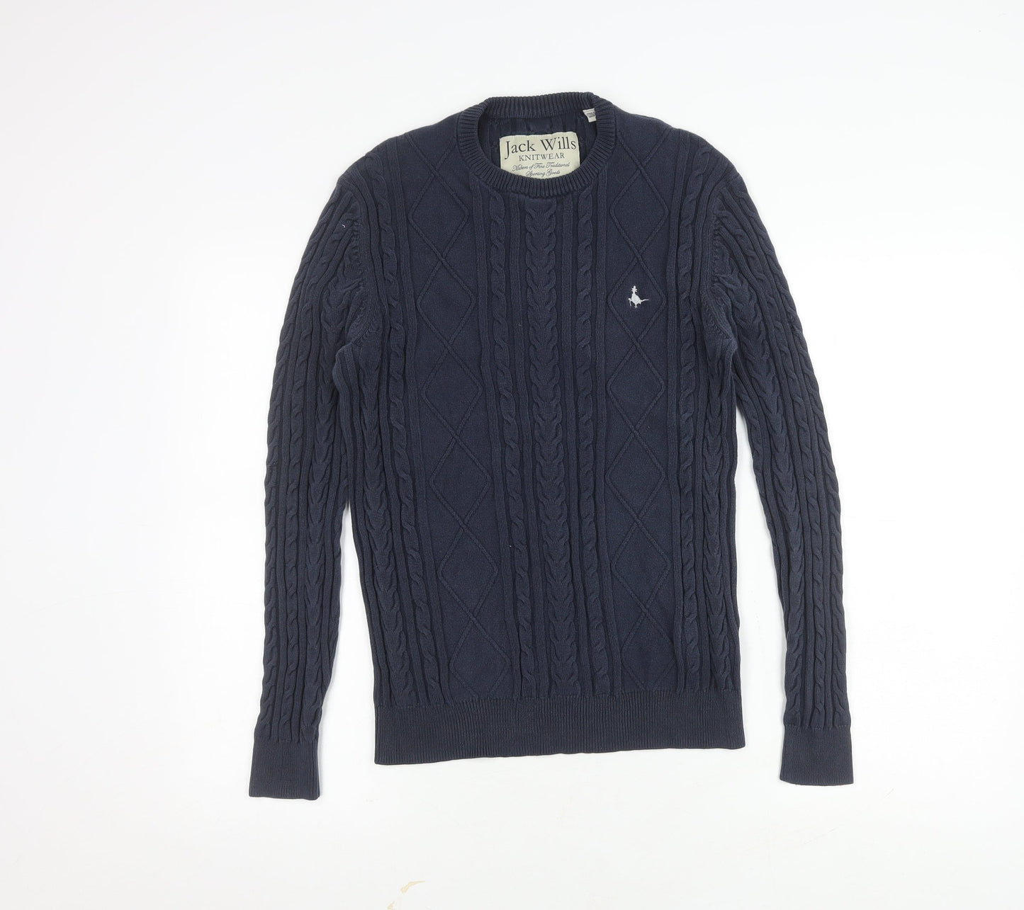 Jack Wills Men's Blue XS Cable-Knit Pullover Jumper