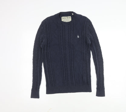 Jack Wills Men's Blue XS Cable-Knit Pullover Jumper