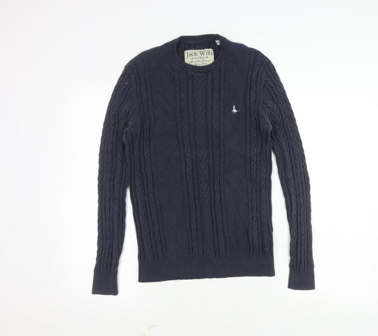 Jack Wills Men's Blue XS Cable-Knit Pullover Jumper