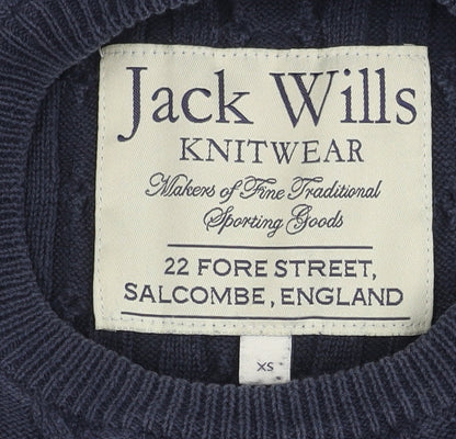 Jack Wills Men's Blue XS Cable-Knit Pullover Jumper