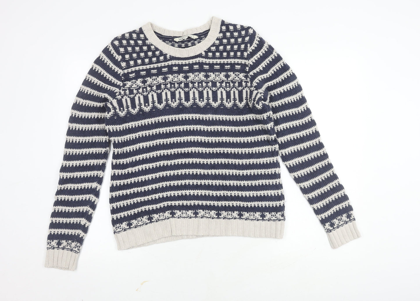 Fat Face Unisex Blue Fair Isle Pullover Jumper Size 14