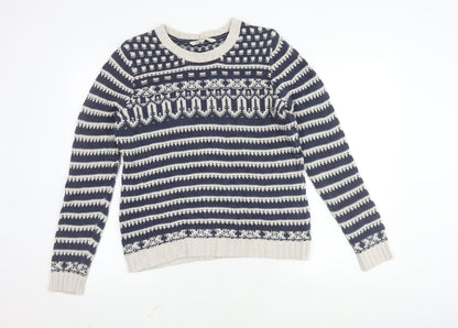 Fat Face Unisex Blue Fair Isle Pullover Jumper Size 14