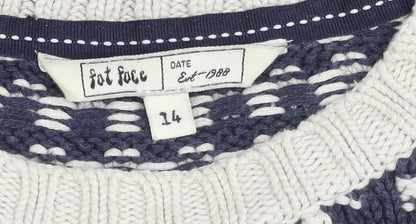 Fat Face Unisex Blue Fair Isle Pullover Jumper Size 14