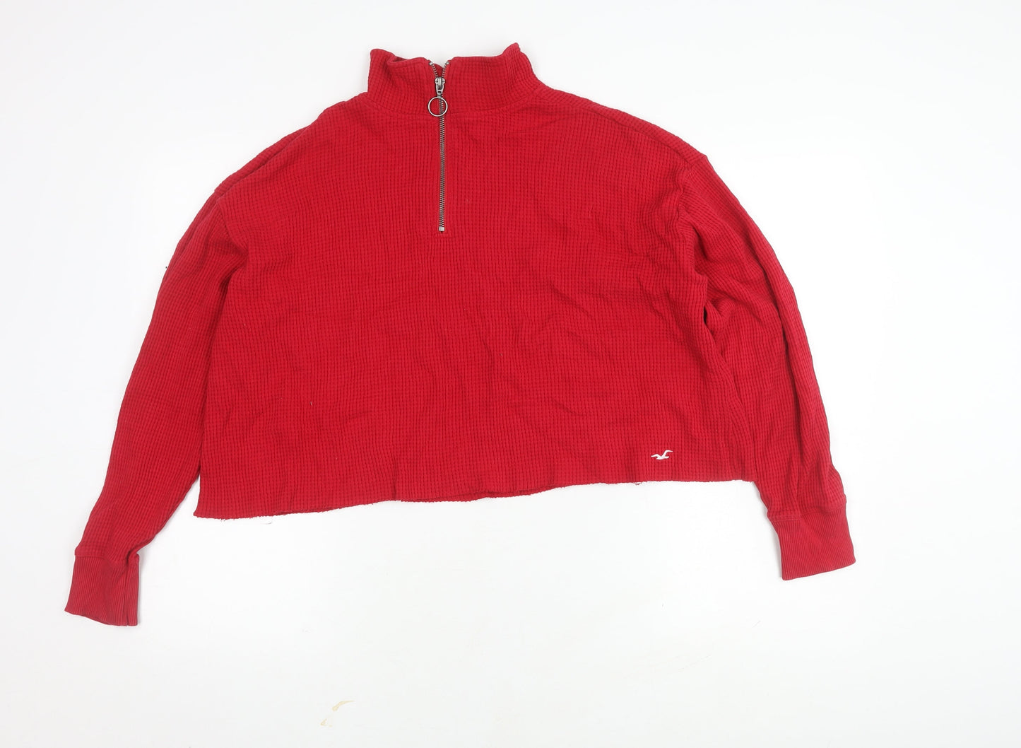 Hollister Women's Red High Neck Zip Sweatshirt XS