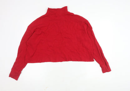 Hollister Women's Red High Neck Zip Sweatshirt XS