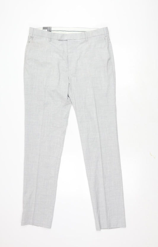 Marks and Spencer Men's Grey Slim Fit Business Trousers 36 in
