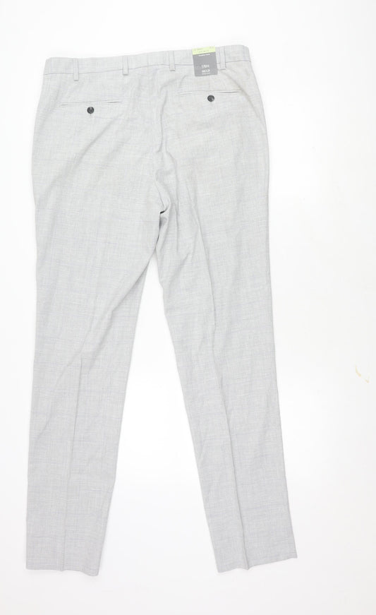 Marks and Spencer Men's Grey Slim Fit Business Trousers 36 in
