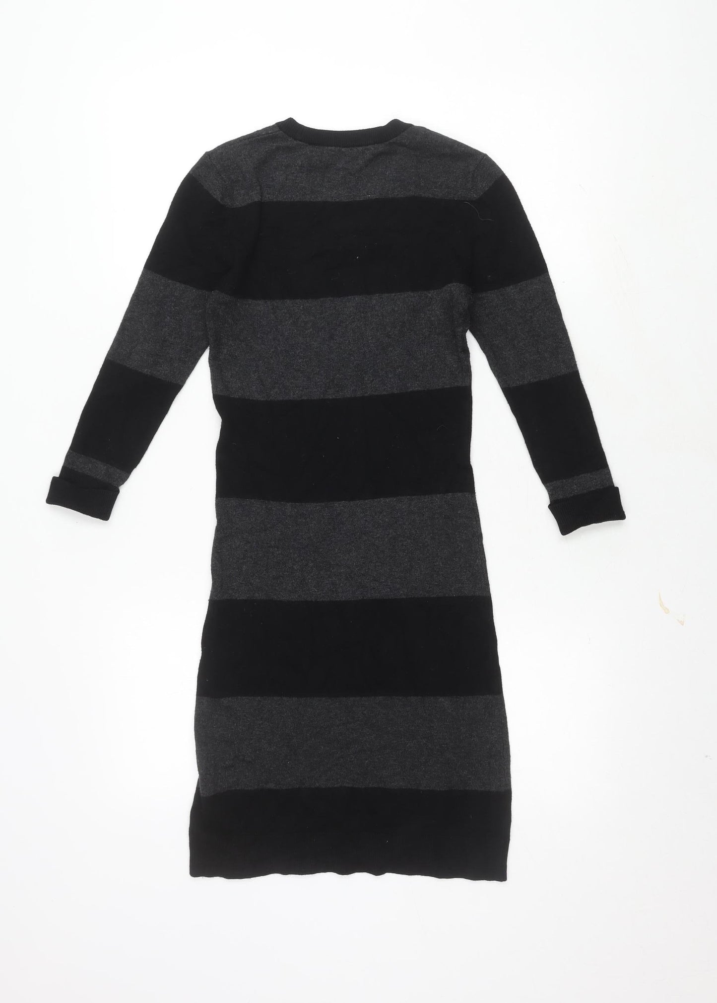 French Connection Women's Black Grey Striped Dress, Size 6