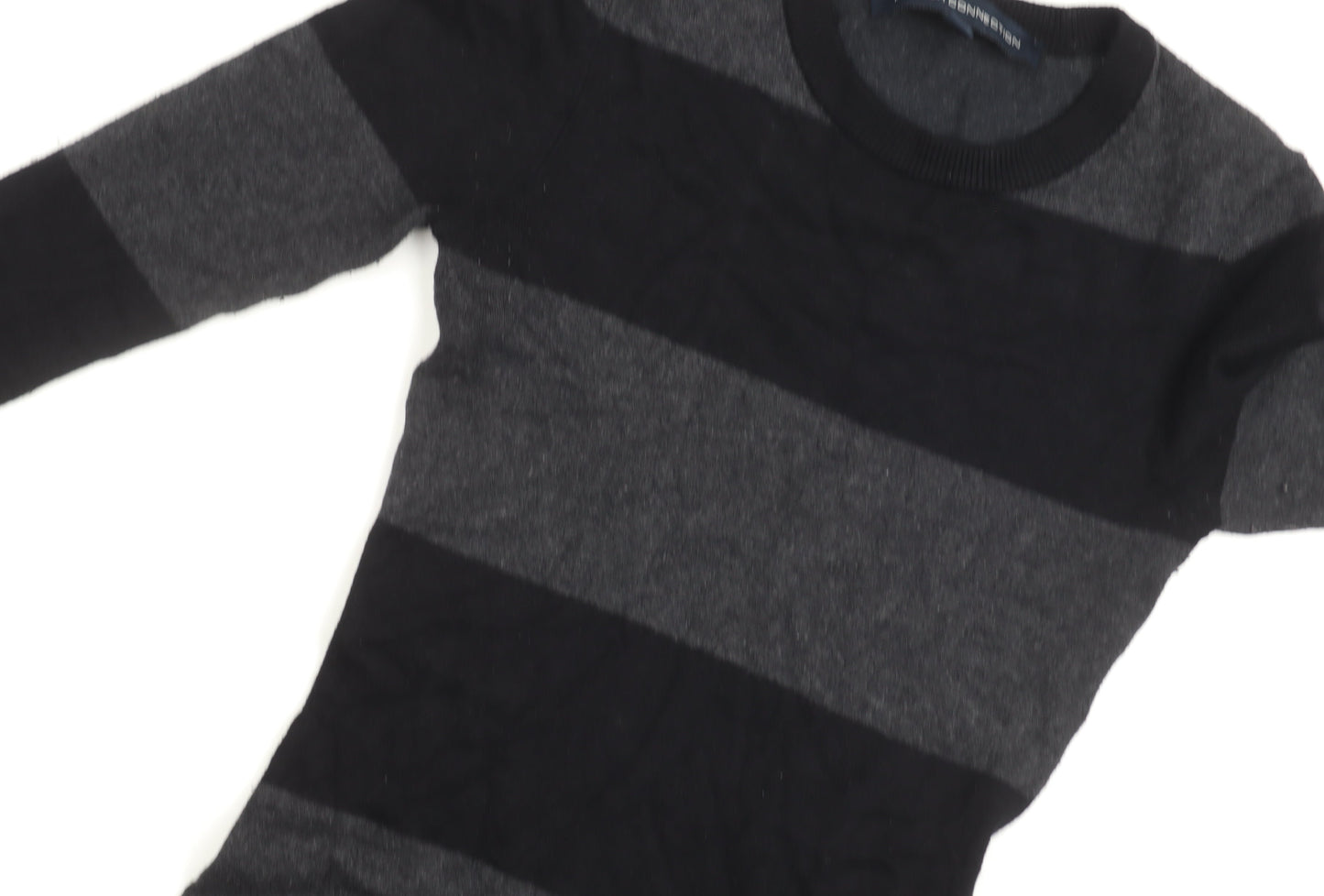 French Connection Women's Black Grey Striped Dress, Size 6