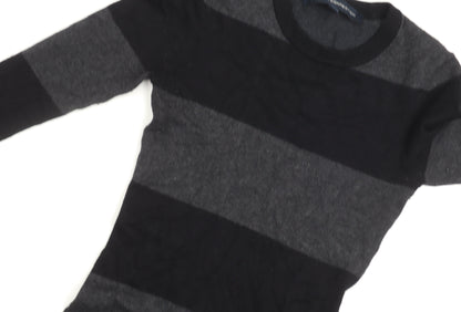 French Connection Women's Black Grey Striped Dress, Size 6