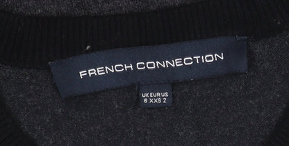 French Connection Women's Black Grey Striped Dress, Size 6