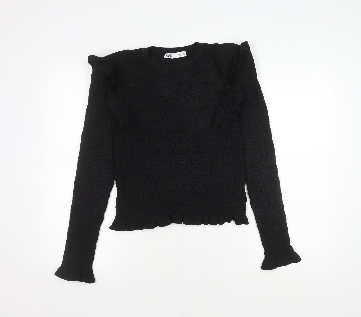 Womens UK Size M Zara Black Basic Blouse