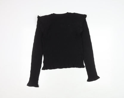 Womens UK Size M Zara Black Basic Blouse
