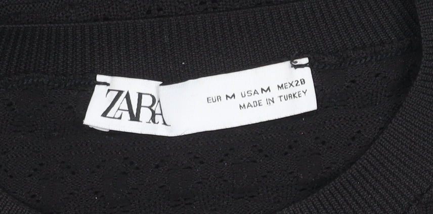Womens UK Size M Zara Black Basic Blouse