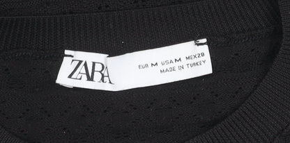 Womens UK Size M Zara Black Basic Blouse