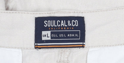 SoulCal & Co Men's Beige Linen Blend Chino Shorts, Size L