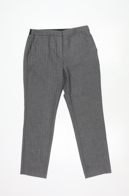 Zara Basic Women's Grey Trousers, Size L, Herringbone