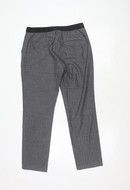 Zara Basic Women's Grey Trousers, Size L, Herringbone