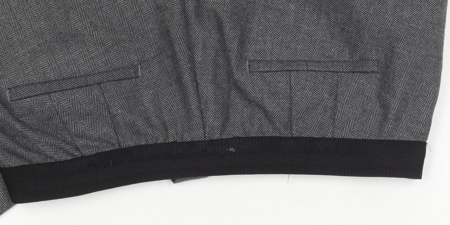 Zara Basic Women's Grey Trousers, Size L, Herringbone