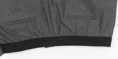 Zara Basic Women's Grey Trousers, Size L, Herringbone