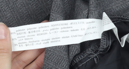 Zara Basic Women's Grey Trousers, Size L, Herringbone