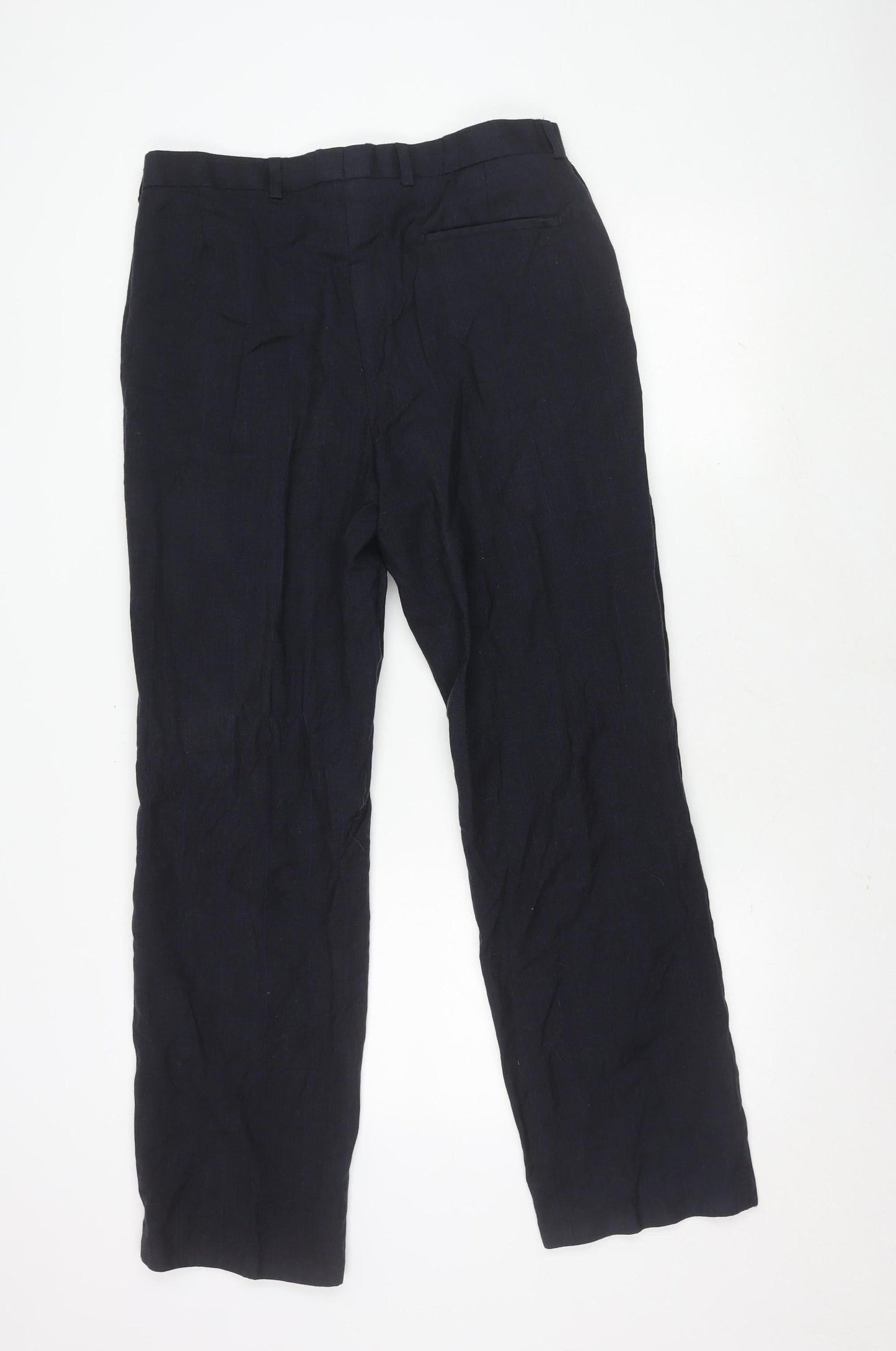 Marks and Spencer Men's Blue Check Trousers 34