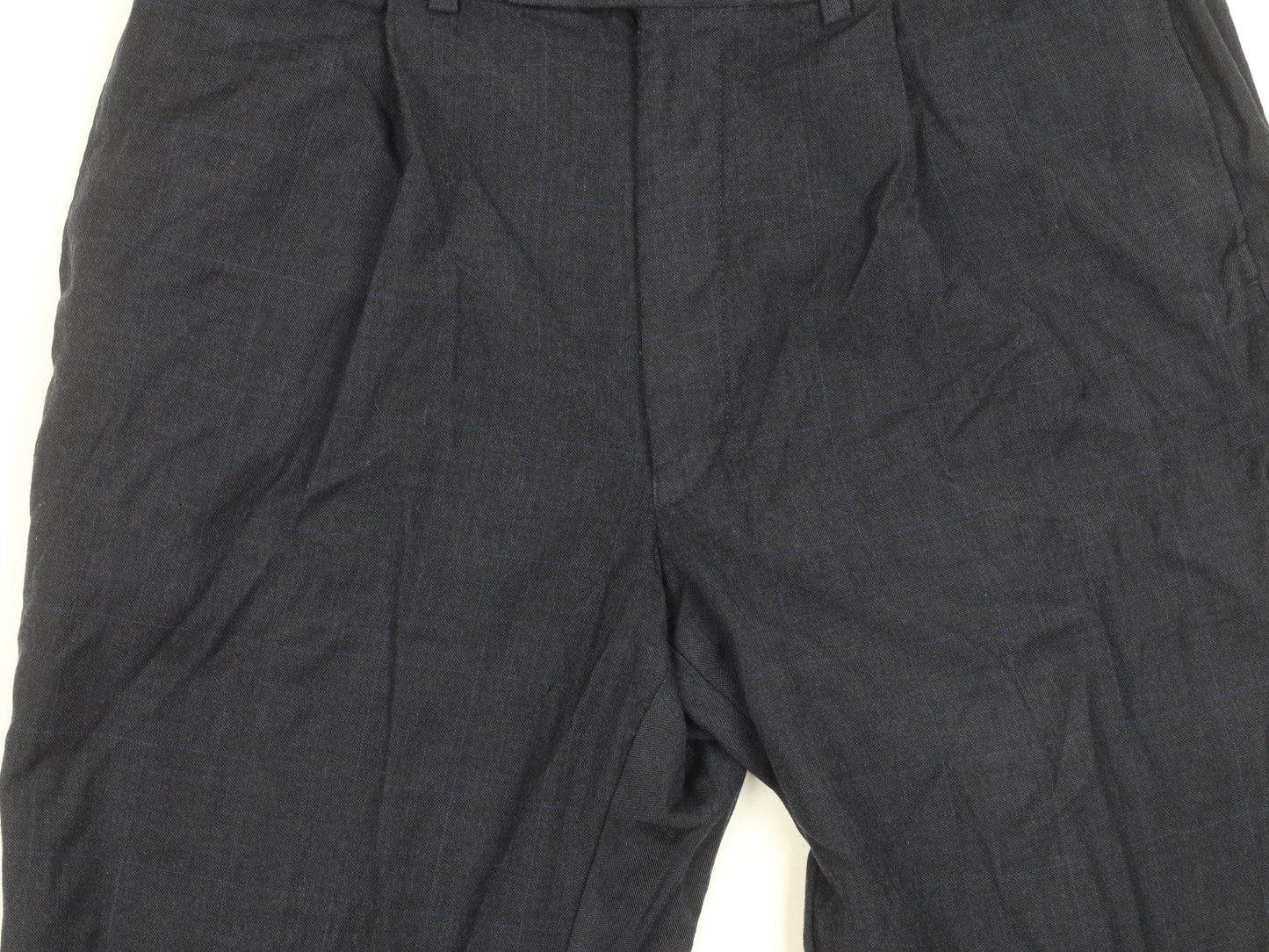 Marks and Spencer Men's Blue Check Trousers 34