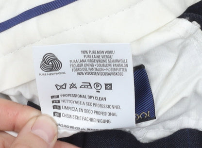 Marks and Spencer Men's Blue Check Trousers 34