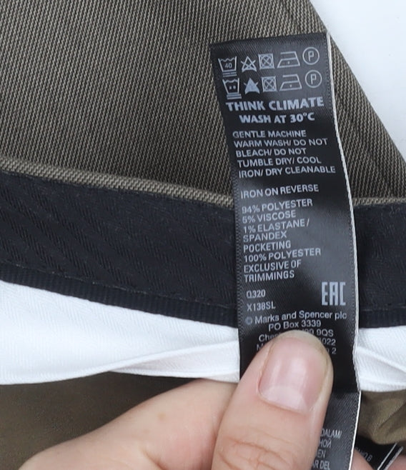 Marks and Spencer Men's Brown Regular Trousers Size 16