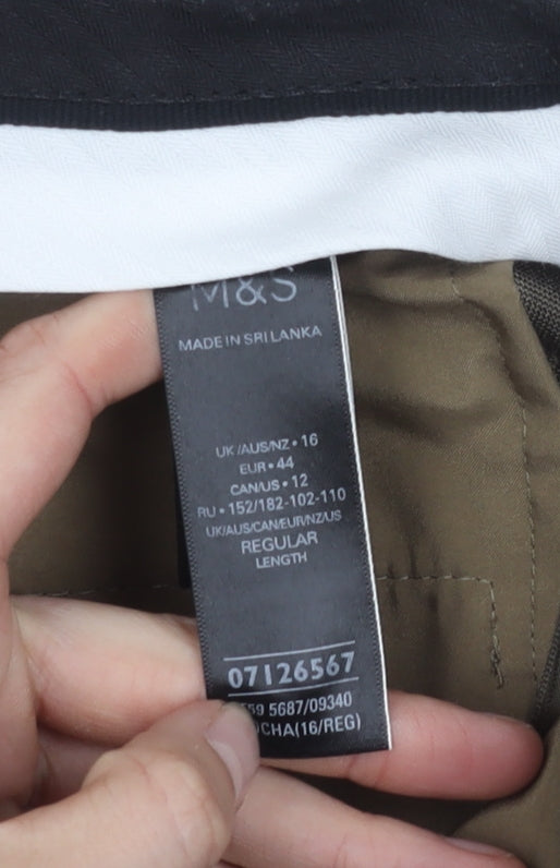Marks and Spencer Men's Brown Regular Trousers Size 16