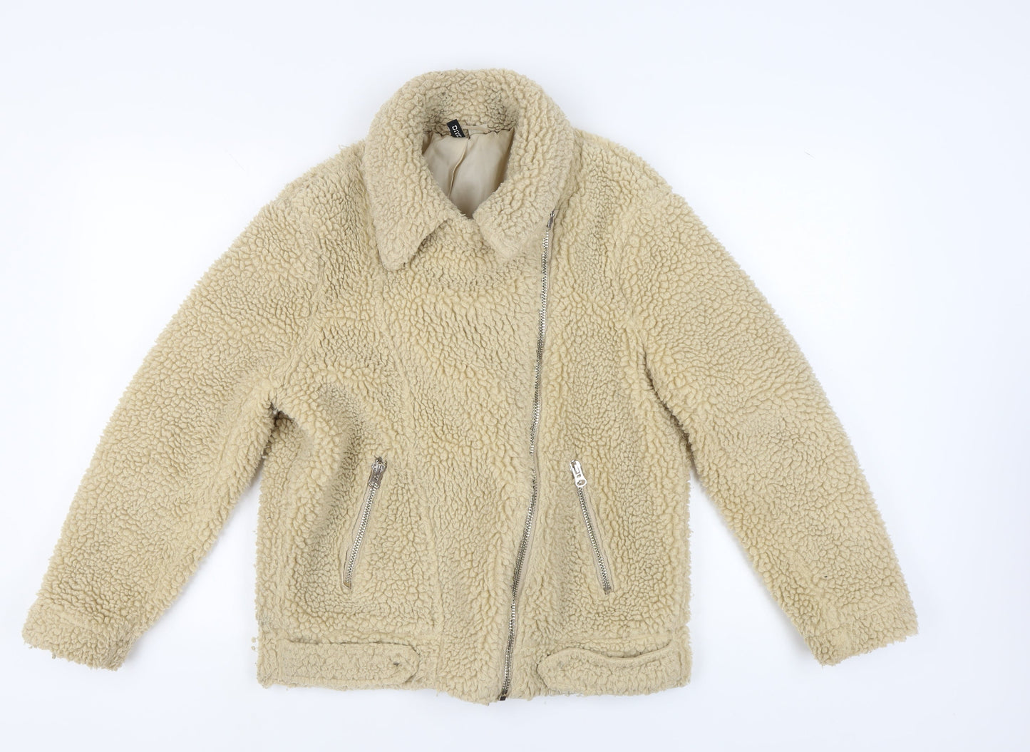 Womens UK Size 10 Divided Beige Biker Coat