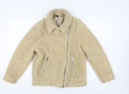 Womens UK Size 10 Divided Beige Biker Coat
