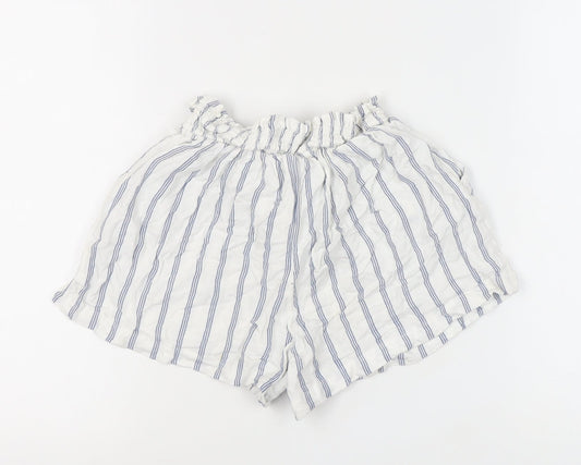 Hollister XS Women's White Paperbag Striped Shorts